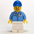 fig-009868 – Man, Medium Blue Shirt with Octan Logo, White Legs, Blue Cap, Goatee Beard