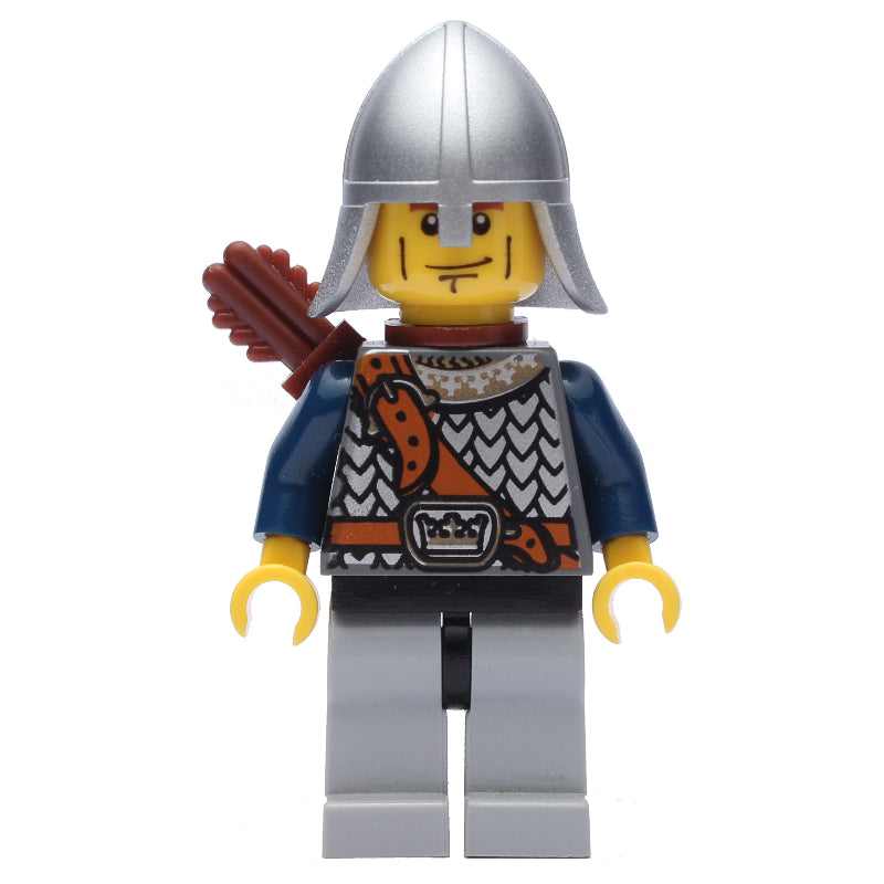 fig-009897 – Knight, Archer with Metallic Silver Helmet, and Quiver, Cheek Lines