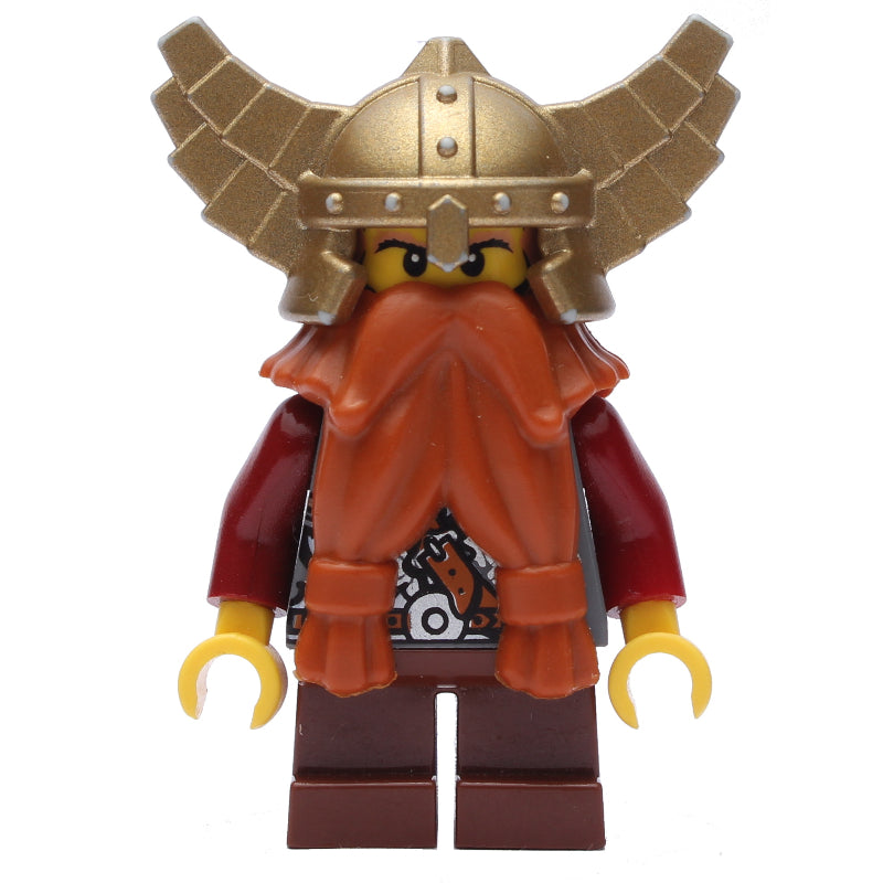 fig-009905 – Dwarf, Dark Orange Beard, Metallic Gold Winged Helmet