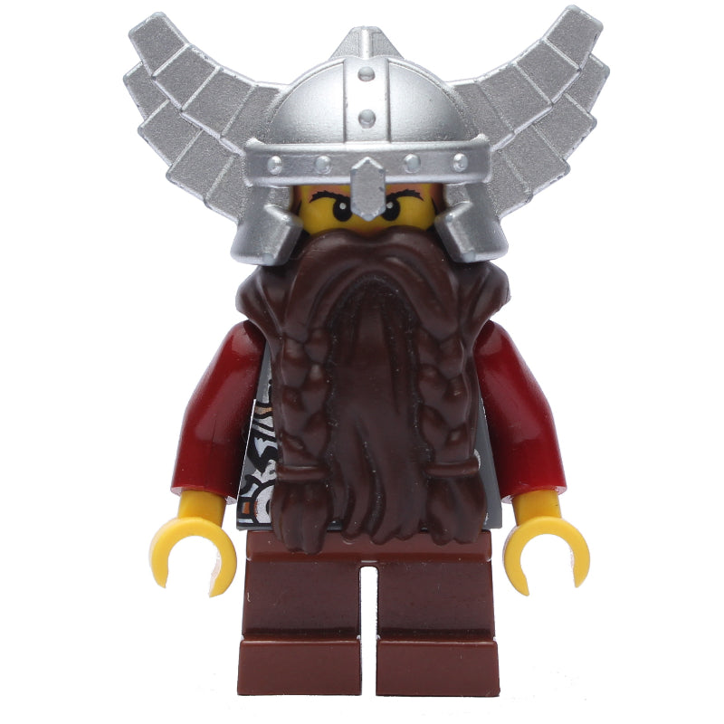 fig-009915 – Dwarf, Dark Brown Beard, Metallic Silver Winged Helmet