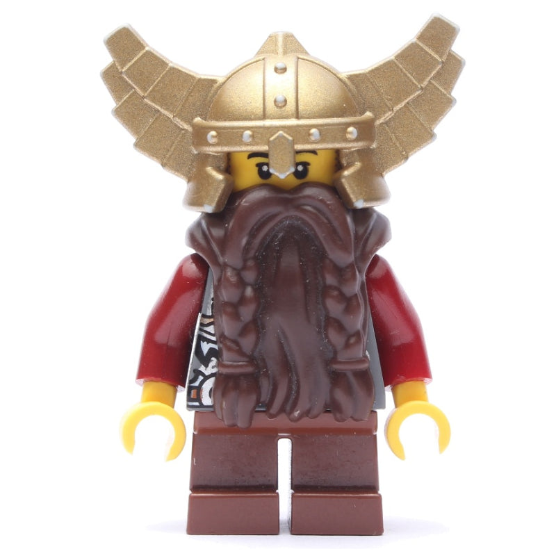 fig-009955 – Dwarf, Dark Brown Beard, Metallic Gold Winged Helmet