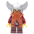 fig-009956 – Dwarf, Dark Orange Beard, Metallic Silver Winged Helmet, Printed Beard