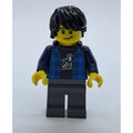 fig-009973 – Man, Open Dark Blue Flannel Shirt over Top with Banana, Dark Bluish Gray Legs, Black Hair