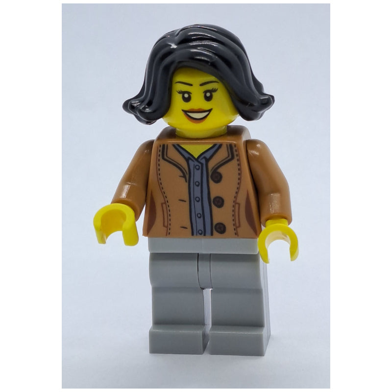 fig-009981 – Woman, Medium Nougat Jacket, Light Bluish Gray Legs, Black Hair
