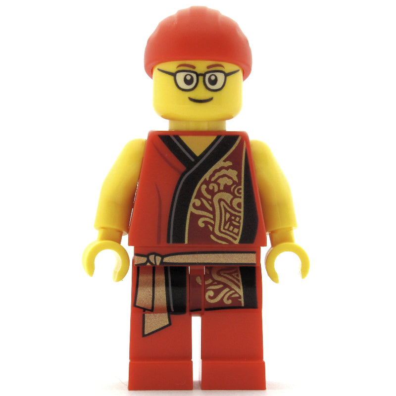 fig-009982 – Man, Red Robe with Gold Sash Belt, Red Bandanna, Glasses