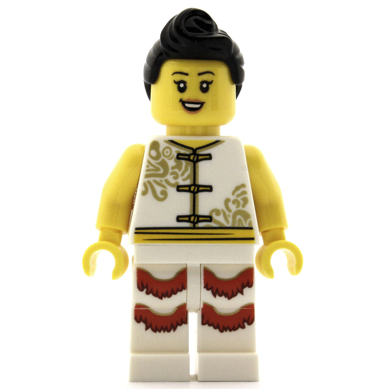 fig-009989 – Woman, White Robes with Ties, White Legs, Black Hair