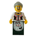 fig-010020 – Mrs. Claus, White Corset with Red Sides, Apron with Candy Canes, Dark Green Dress