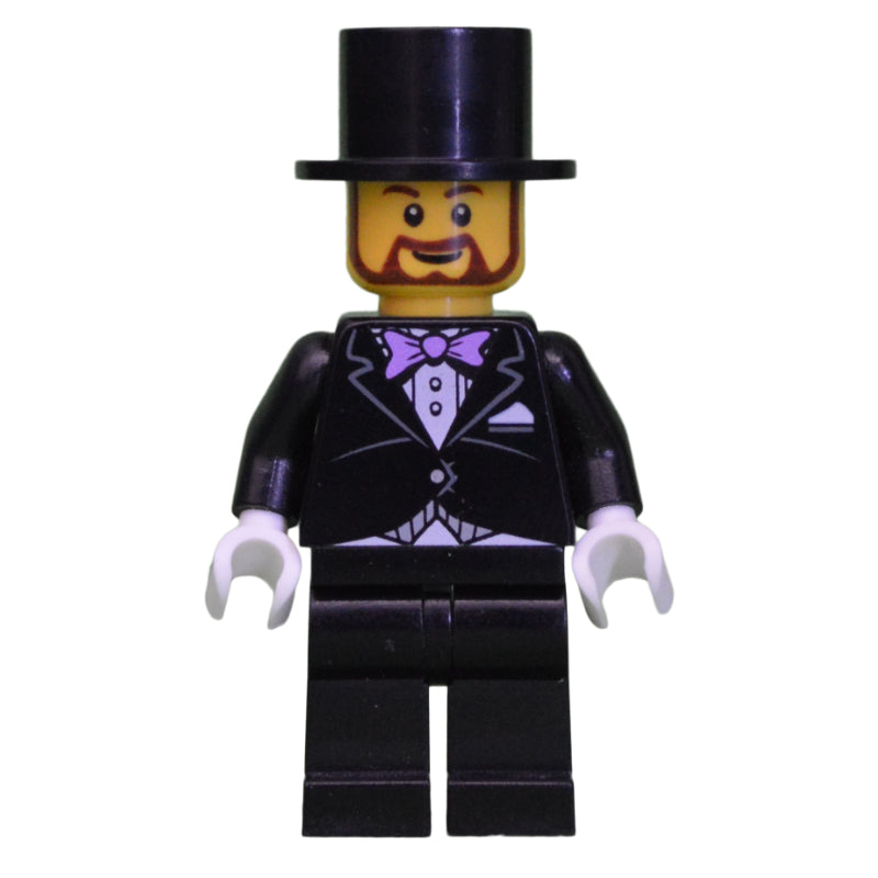 fig-010026 – Groom, Black Suit with Lavender Bow Tie, Top Hat