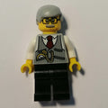 fig-010027 – Man, Light Bluish Gray Vest over White Shirt, Black Legs, Light Bluish Gray Hair, Moustache and Glasses