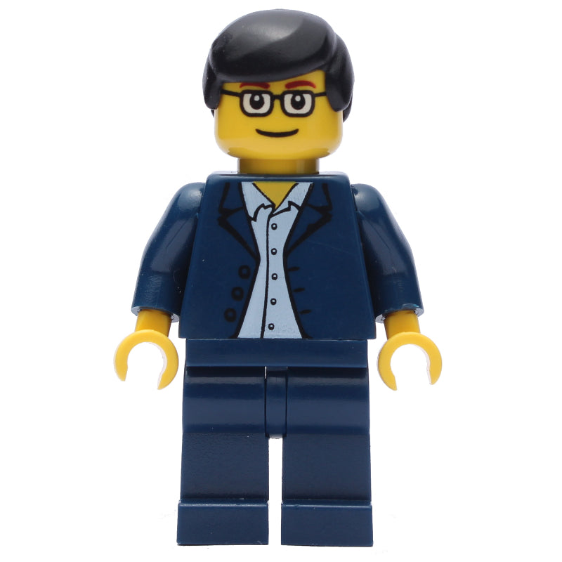 fig-010038 – Man, Dark Blue Suit, Black Hair, Glasses