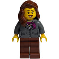 fig-010043 – Woman, Dark Bluish Gray Jacket with Magenta Scarf, Reddish Brown Legs, Reddish Brown Hair