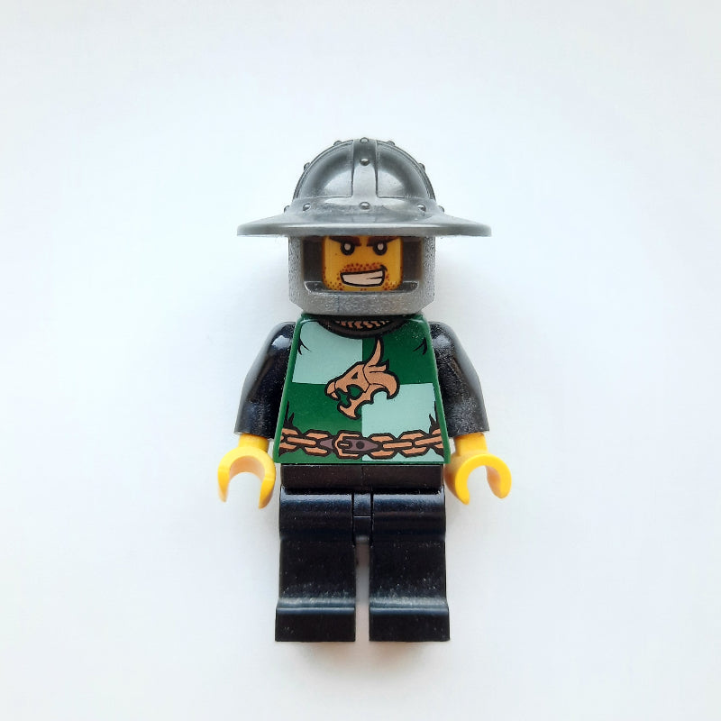 fig-010089 – Dragon Knight, Dark Green, Wide Brim Helmet, Angry (Pearl Dark Gray)