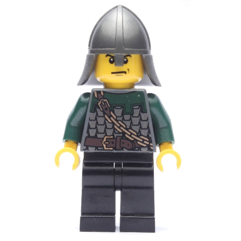 fig-010090 – Dragon Knight, Dark Green, Helmet, Stern (Pearl Dark Gray)