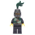 fig-010092 – Dragon Knight, Dark Green, Helmet with Dark Green Plume, Moustache and Stubble (Pearl Dark Gray)