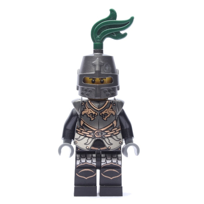 fig-010096 – Dragon Knight, Black, Armor, Helmet with Dark Green Plume (Pearl Dark Gray)