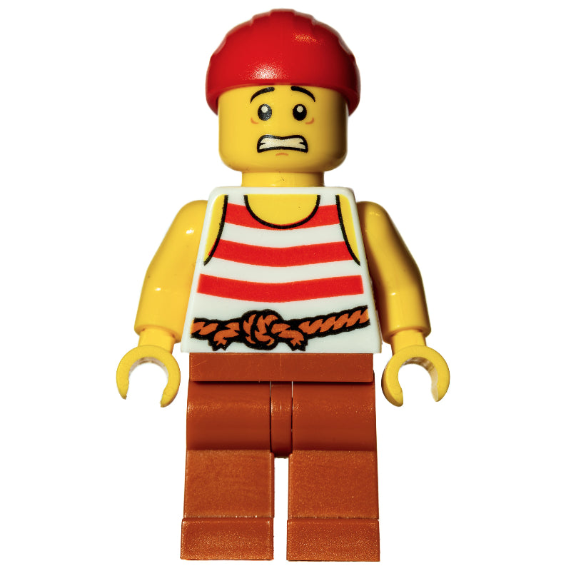fig-010123 – Pirate, Red and White Striped Shirt, Red Bandanna