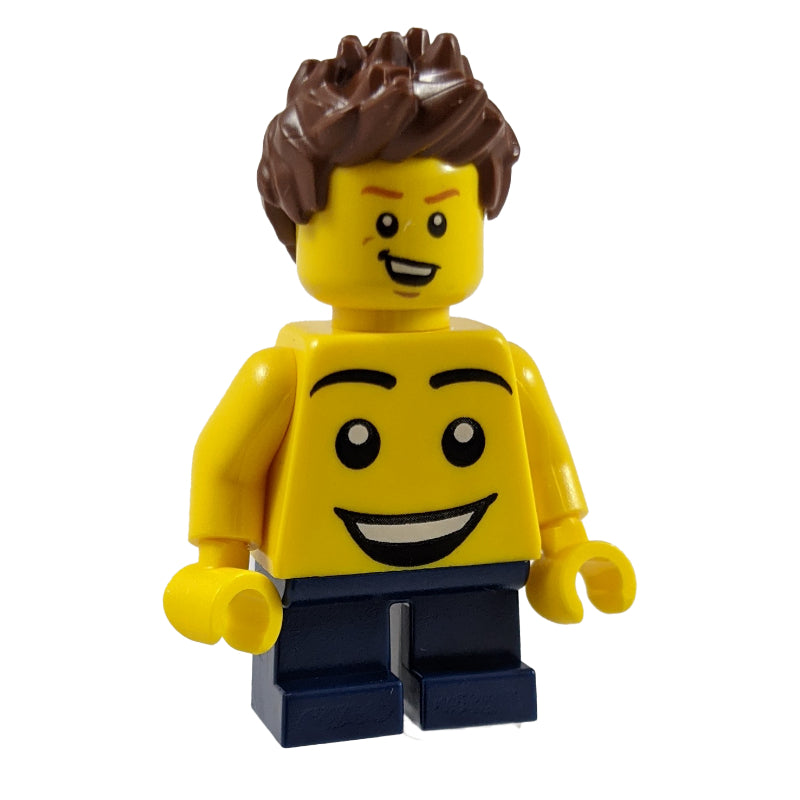 fig-010138 – Kid - Yellow Torso, Dark Blue Legs, Reddish Brown Hair