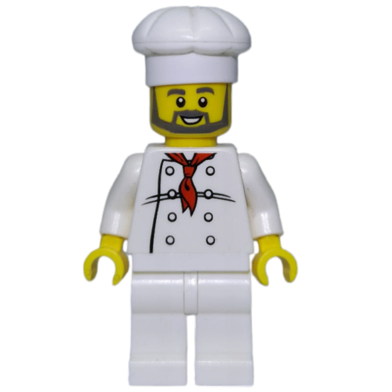 fig-010176 – Chef - White Torso, White Legs, White Hat, Grey beard