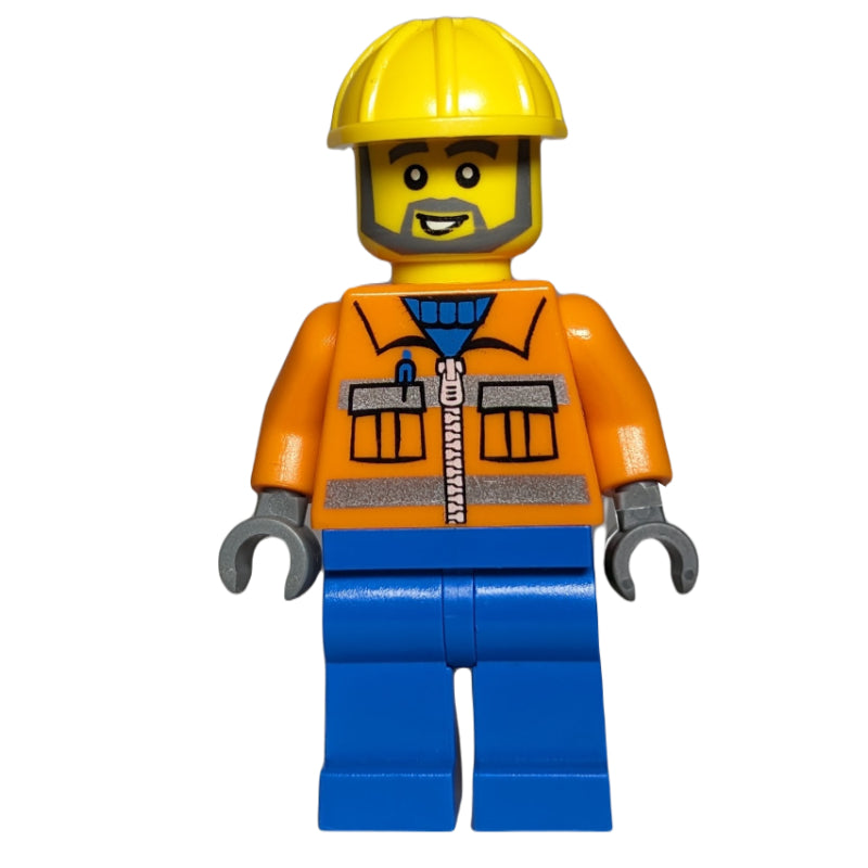 fig-010185 – Orange Torso, Blue Legs, Yellow Hat, Grey Beard