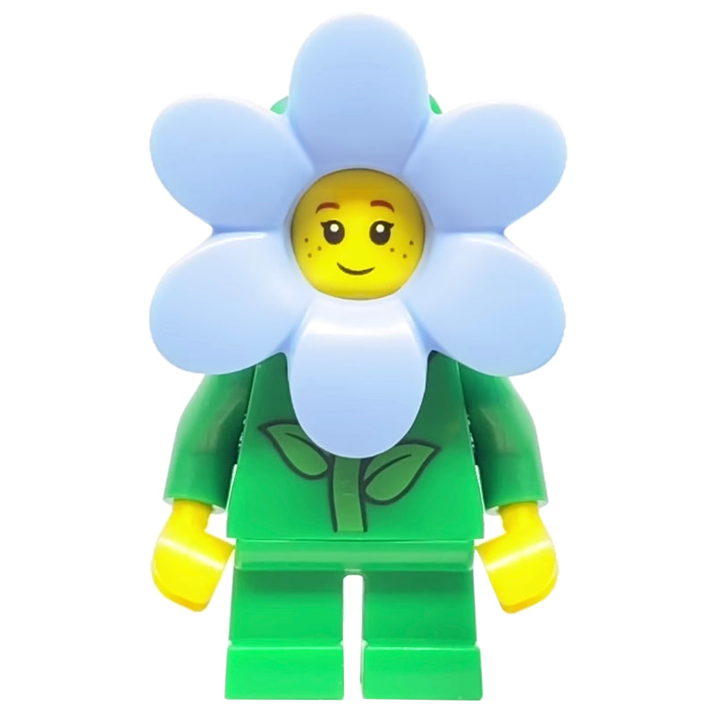 fig-010203 – Flower - Green Torso and Legs,  Bright Light Blue Flower