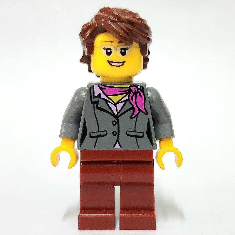fig-010238 – Dark Bluish Grey Torso, Dark Red Legs, Reddish Brown Hair