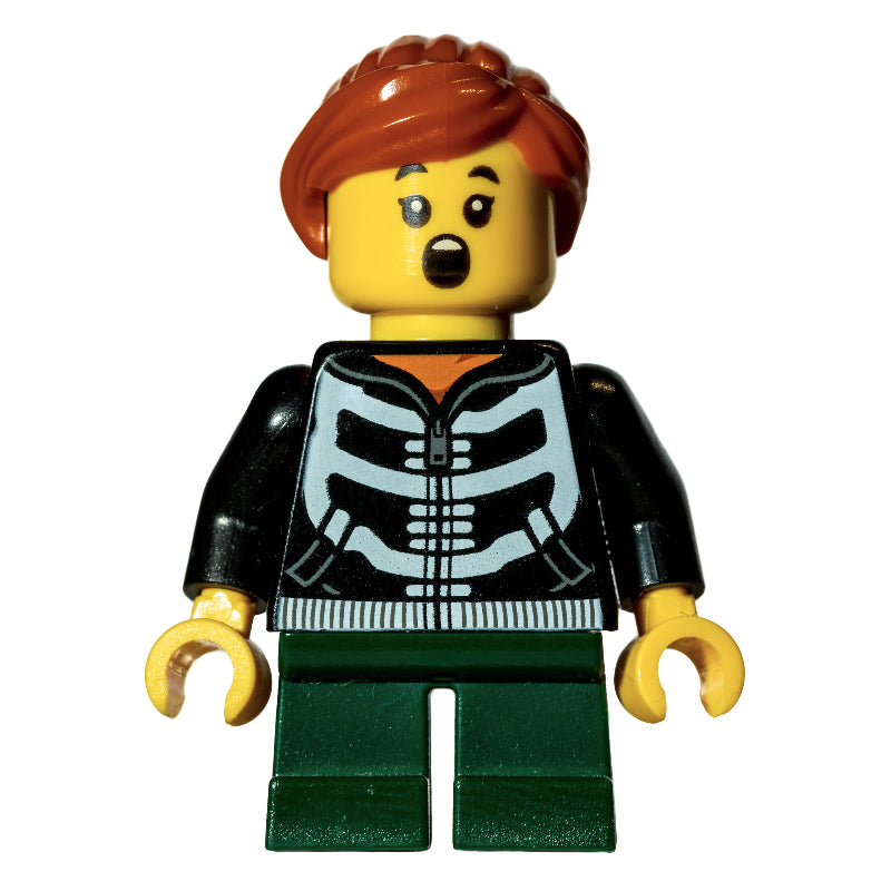 fig-010284 – Kid - Black Torso, Dark Green Legs, Dark Orange Hair