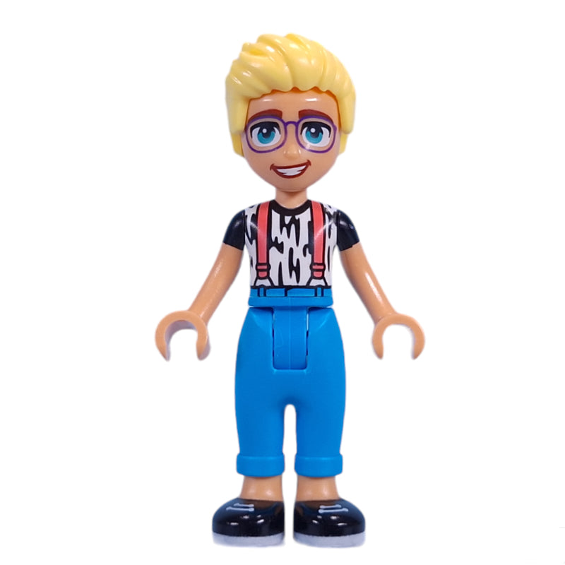 fig-010320 – Olly - Animal Print Shirt, Dark Azure Pants, Black Shoes