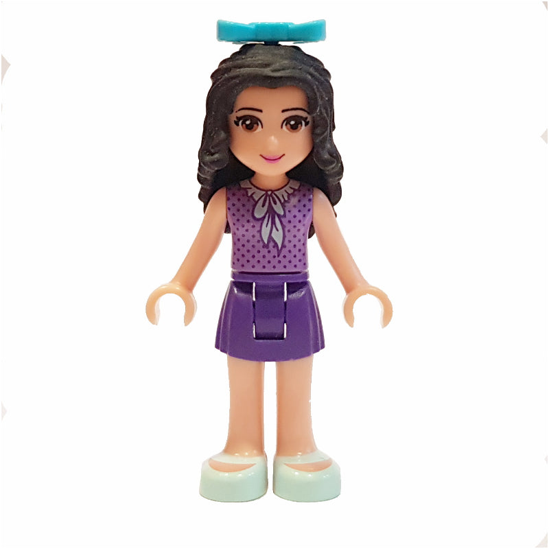 fig-010327 – Emma - Medium Lavender Dotted Top, Dark Purple Skirt, Bow