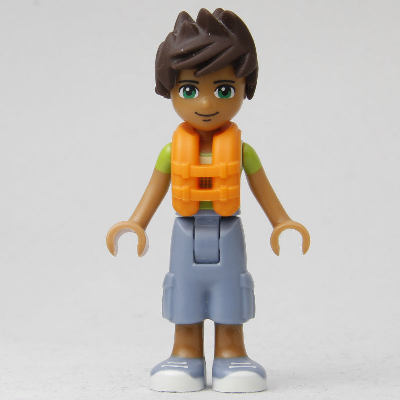 fig-010336 – Liam - Bright Green/Yellow Shirt, Sand Blue Trousers, Life Vest