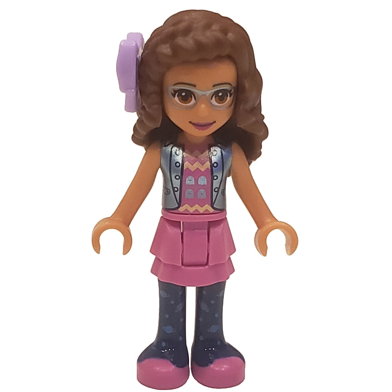 fig-010341 – Olivia - Sand Blue Jacket, Dark Pink Skirt, Bow