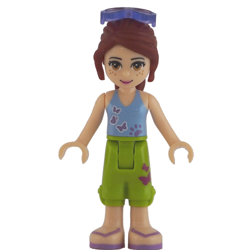 fig-010356 – Mia - Medium Blue Top, Lime Shorts, Sunglasses