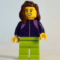 fig-010370 – Dark Purple Torso, Lime Legs, Reddish Brown Hair