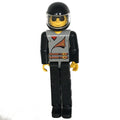 fig-010488 – Technic Figure Black Legs, Light Gray Top with 2 Brown Belts, Black Arms - Black Helmet