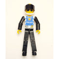 fig-010489 – Technic Figure Black Legs, White Top with Police Logo, Black Arms - White Helmet