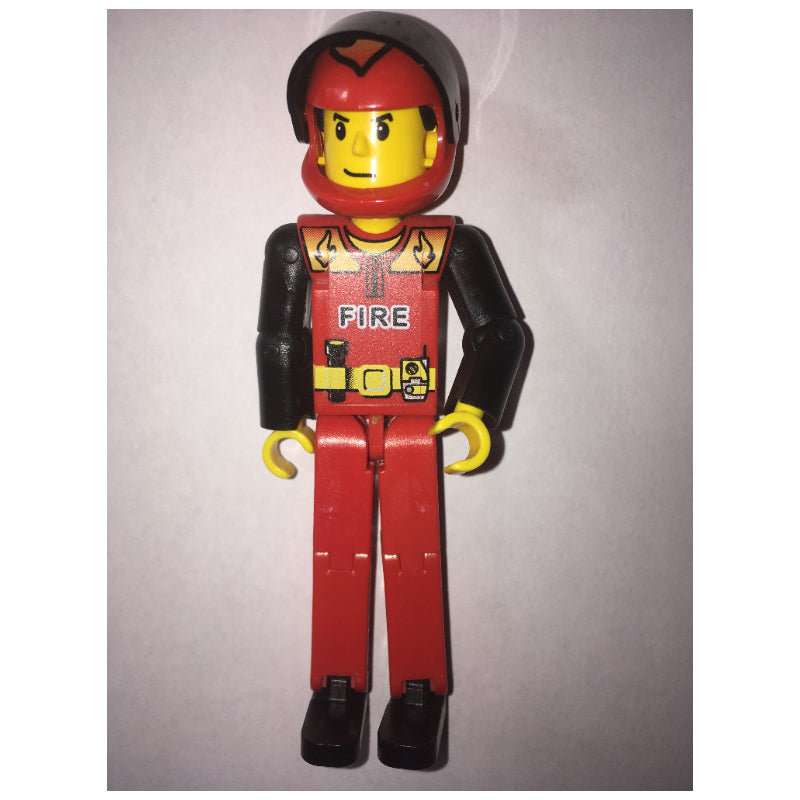 fig-010492 – Technic Figure Red Legs, Red Top with Fire Print, Black Arms - Red Helmet