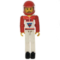 fig-010499 – Technic Figure White Legs, White Top with Red Vest, Red Arms, Black Hair - Red Helmet