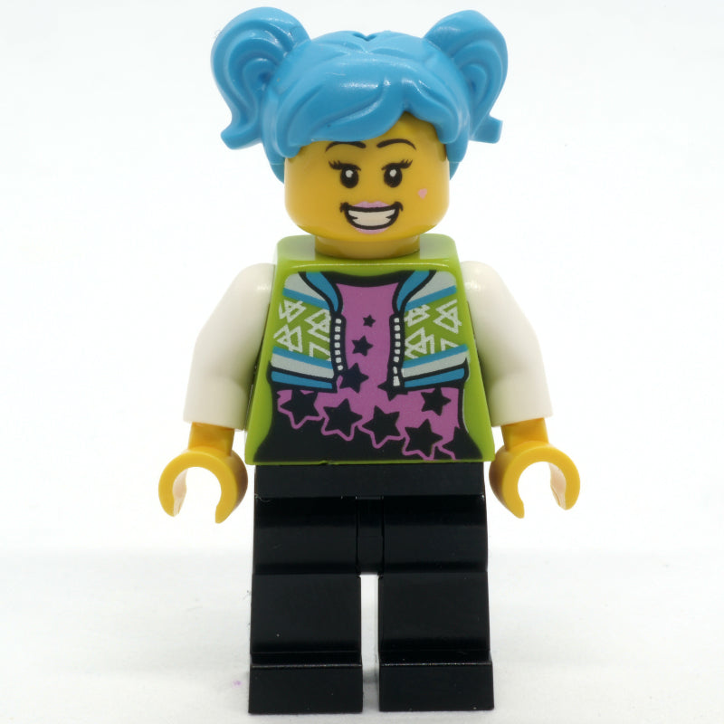 fig-010559 – Poppy Starr, Lime Jacket, Black Legs