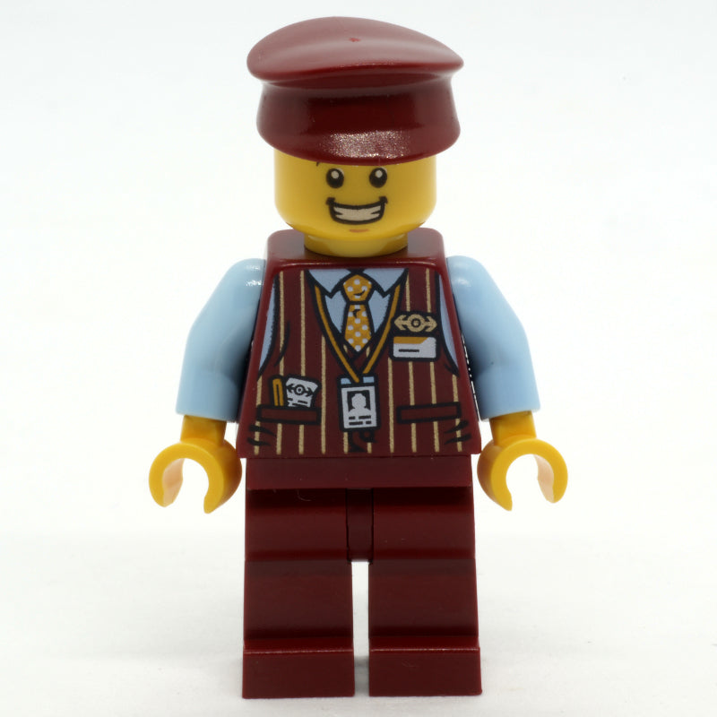fig-010563 – Train Conductor, Dark Red Suit with Tie, Dark Red Hat