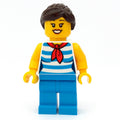 fig-010578 – Woman, Dark Azure Striped Shirt, Dark Azure Legs, Dark Brown Hair
