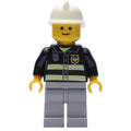 fig-010616 – Fire Fighter - Black Torso, Light Bluish grey Legs, White Helmet