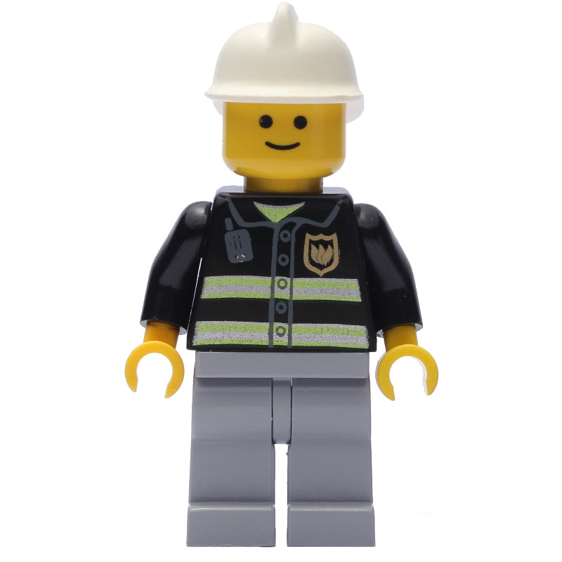 fig-010616 – Fire Fighter - Black Torso, Light Bluish grey Legs, White Helmet