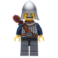 fig-010621 – Knight, Archer with Metallic Silver Helmet, Dark Bluish Grey Legs, and Quiver