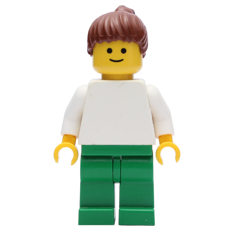 fig-010649 – White Torso, Green Legs, Reddish Brown Hair, Female