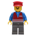 fig-010663 – Train Worker - Blue Torso, Dark Gray Legs, Red Hat