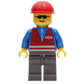 fig-010664 – Train Worker - Blue Torso, Dark Gray Legs, Red Helmet