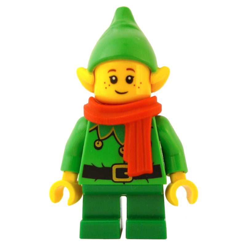 fig-010672 – Elf - Bright Green Torso, Green legs, Bright Green Hat, Red Scarf