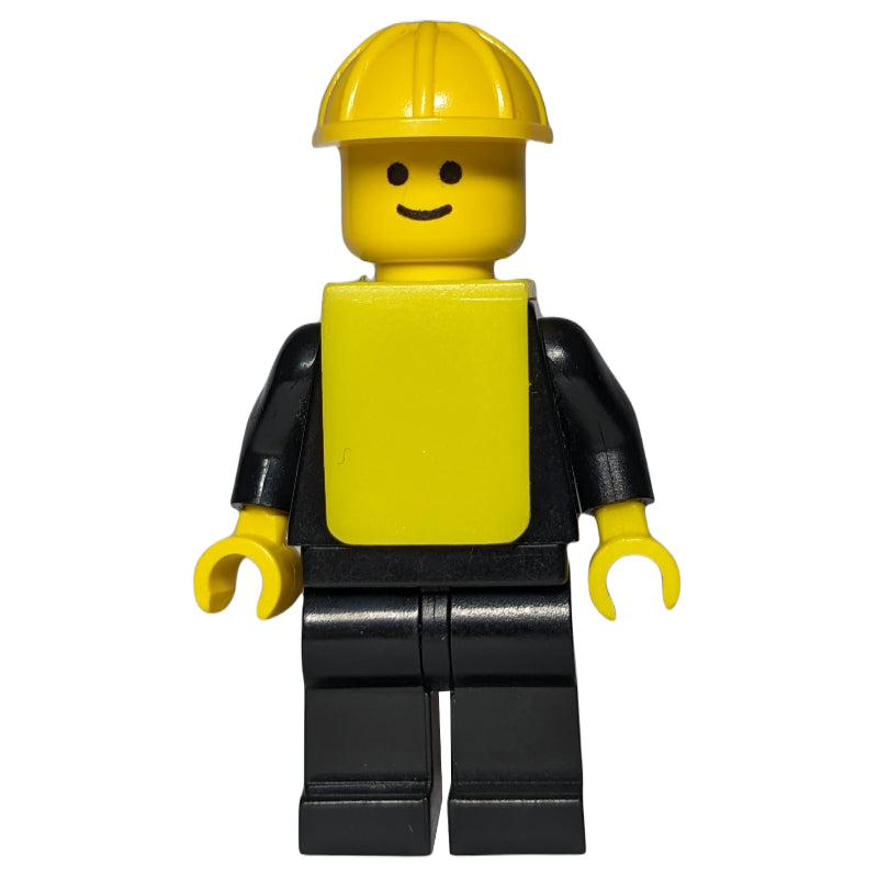 fig-010693 – Man - Black Torso, Black Legs, Yellow Hat, Yellow Vest (3626a Head)