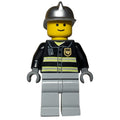 fig-010699 – Fire Fighter - Black Torso, Light Bluish grey Legs, Silver Helmet