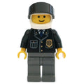 fig-010707 – Police - Black Torso, Dark Bluish Grey Legs, White Helmet, Black Visor