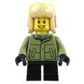 fig-010735 – Boy, Olive Green Jacket, Black Legs, Red Ushanka Hat